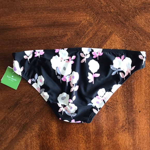NWT Kate Spade Black Floral-Print Bikini Bottom XL - Picture 6 of 11